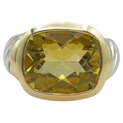 Pre-owned David Yurman Sterling Silver & 14k Yellow Gold Quartz Ring