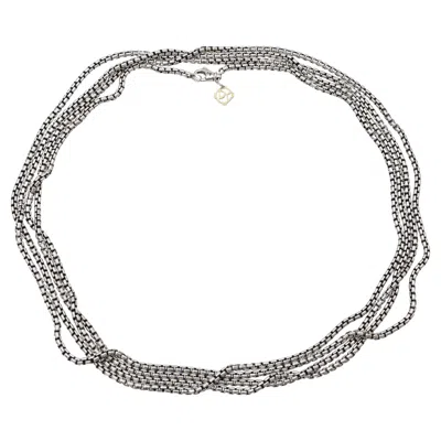 Pre-owned David Yurman Sterling Silver & 14k Yellow Gold Tag Long Chain Necklace