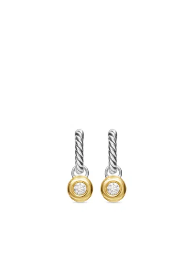 David Yurman Sterling Silver And 18kt Yellow Gold Petite Cable Diamond Earrings