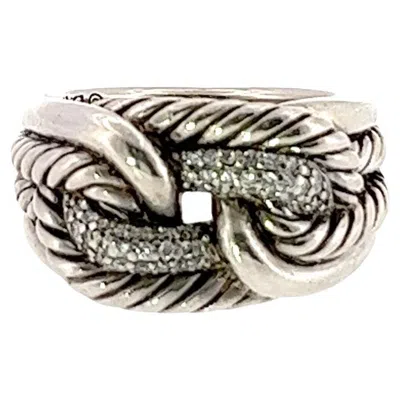 Pre-owned David Yurman Sterling Silver And Diamonds Belmont Link Ring In Multi