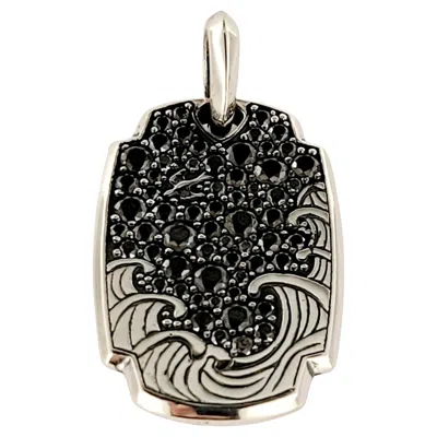 Pre-owned David Yurman Sterling Silver Black Diamond Amulet Tag Enhancer
