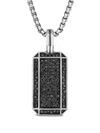 David Yurman Sterling Silver Black Diamond Tag Amulet In Silver