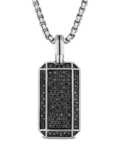 David Yurman Sterling Silver Black Diamond Tag Amulet