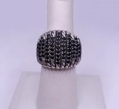 Pre-owned David Yurman Sterling Silver Black Spinel Tempo Ring, Size 7
