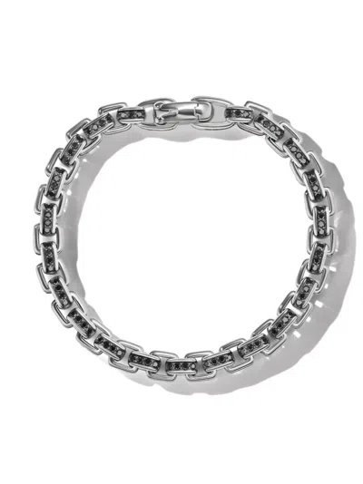 David Yurman Sterling Silver And Diamond Box Chain Bracelet