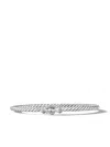 David Yurman Sterling Silver Classic Cable Diamond Bracelet In Silver