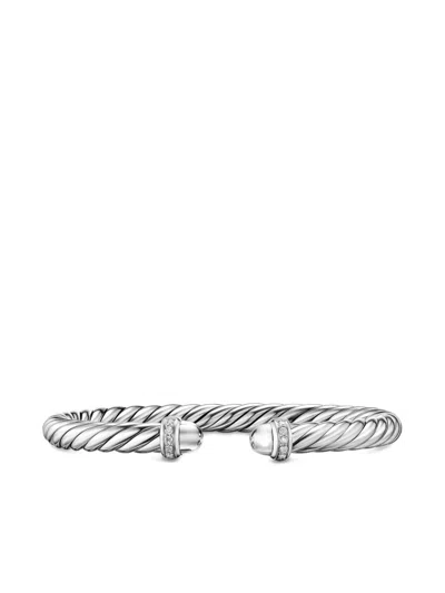 David Yurman Sterling Silver Cable Flex® Diamond Bracelet In Metallic