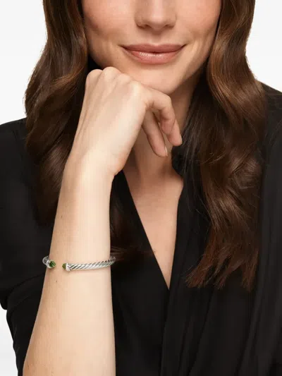 David Yurman Sterling Silver Cable Flex® Peridot And Diamond Bracelet