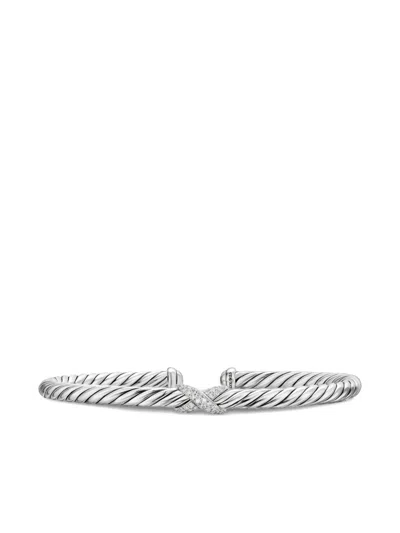 David Yurman Sterling-silver Cable Flex X Station Diamond Bangle