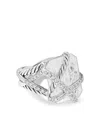 David Yurman Sterling Silver Cable Wrap Crystal And Diamond Cocktail Ring In White