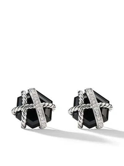 David Yurman Onyx Stud Earrings In Silver