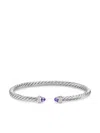 David Yurman Sterling Silver Cablespira Amethyst And Diamonds Bracelet In Silver