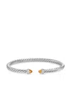 David Yurman Sterling Silver Cablespira Citrine And Diamonds Bracelet In Silver