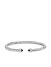 David Yurman Sterling Silver Cablespira Onyx And Diamonds Bracelet In Silver