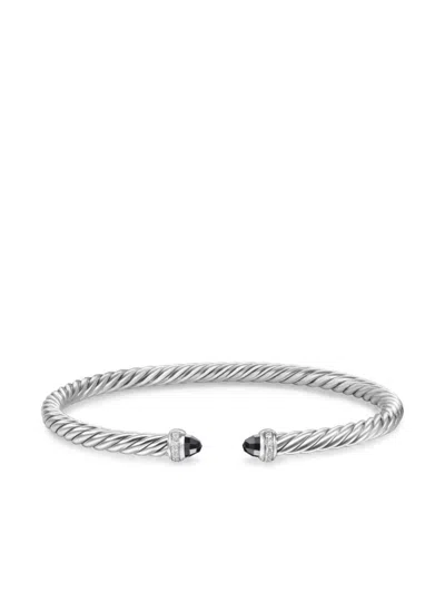 David Yurman Sterling Silver Cablespira Onyx And Diamonds Bracelet