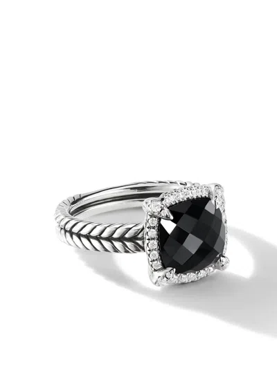 David Yurman Sterling Silver Chatelaine Onyx And Diamond Ring
