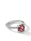 David Yurman Sterling Silver Chatelaine Rhodolite Garnet And Diamond Ring In Silver