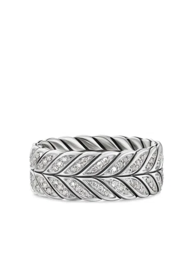 David Yurman Sterling Silver Chevron Diamond Ring