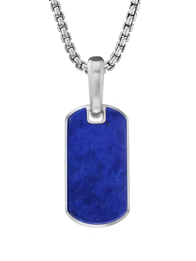DAVID YURMAN STERLING SILVER CHEVRON LAPIS LAZULI TAG (21MM)