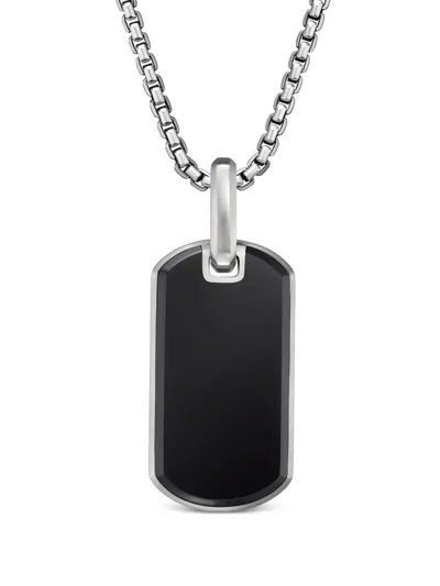 DAVID YURMAN STERLING SILVER CHEVRON ONYX TAG (27MM)