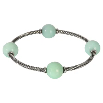 Pre-owned David Yurman Sterling Silver Chrysoprase Mustique Bracelet In Multi