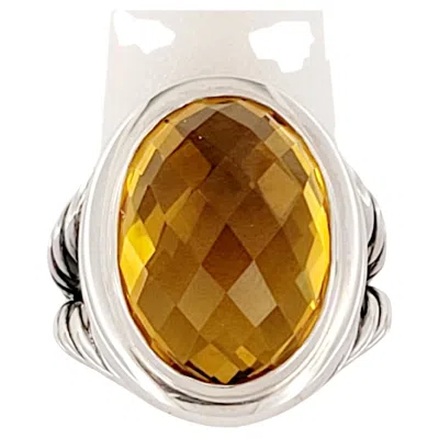 Pre-owned David Yurman Sterling Silver Citrine Oval Ring Size 7.75 In Multi