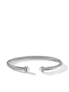 David Yurman Diamond Pearl Cable Bangle In Silver