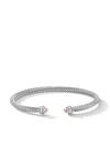 David Yurman Sterling Silver Diamond Cable Bangle In Silver