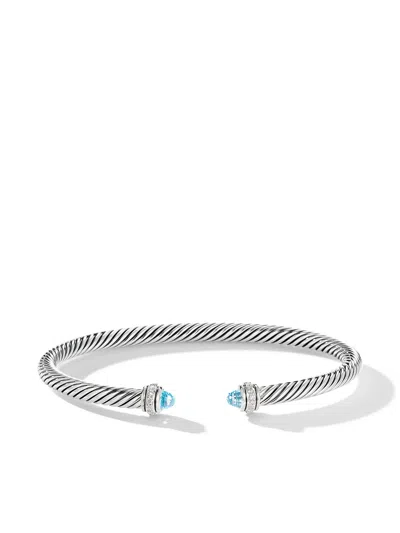 DAVID YURMAN STERLING SILVER CLASSIC CABLE DIAMOND BRACELET (4MM)
