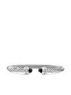 David Yurman Sterling Silver Classic Cable Diamond And Onyx Bracelet In Silber