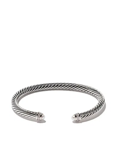 David Yurman Sterling Silver Cable Classics Amethyst And Diamond Cuff Bracelet In Ssdpedi