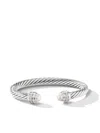 David Yurman Cable Flex 925 Sterling Silver Bracelet With Diamonds And Pearls In Ssdpedi