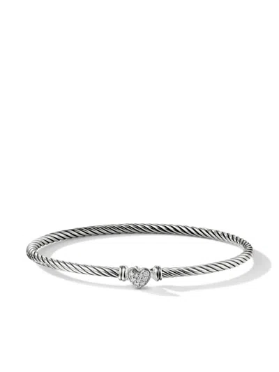 David Yurman Sterling Silver Classic Cable Diamond Bracelet