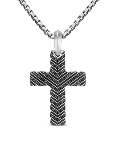 David Yurman Sterling Silver Cross Diamond Pendant