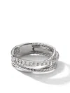 David Yurman Sterling Silver Small Crossover Diamond Ring In Silver