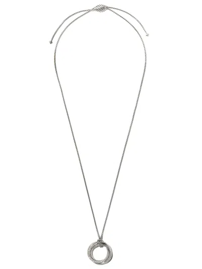 David Yurman Sterling Silver Crossover Diamond Necklace In Ssadi