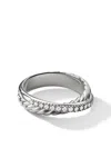 David Yurman Crossover Ring With Diamonds In Silver