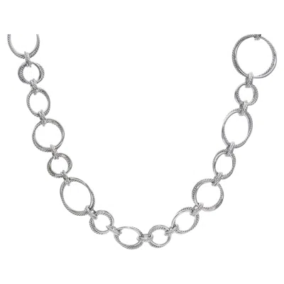 Pre-owned David Yurman Sterling Silver Diamond Infinity Hoop Necklace In Multi