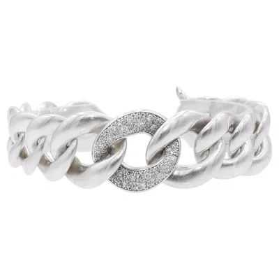 Pre-owned David Yurman Sterling Silver Diamond Pav� Belmont Curb Link Bracelet In Multiple