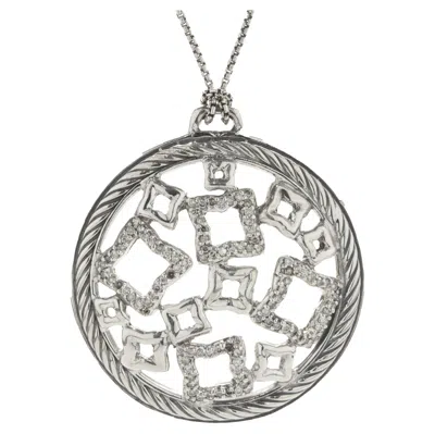 Pre-owned David Yurman Sterling Silver Diamond Quatrefoil Disc Necklace In Multi