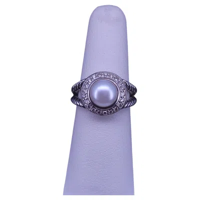 Pre-owned David Yurman Sterling Silver Diamond Ring, Size 5.75 In Multi