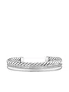 David Yurman Sterling Silver Dy Mercer® Three Row Diamond Bangle In Silver