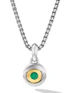 David Yurman Sterling Silver Evil Eye Emerald Amulet In Silver