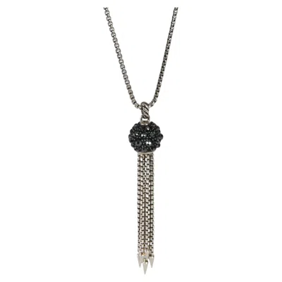 Pre-owned David Yurman Sterling Silver Hematite Berries Tassel Necklace In Multi