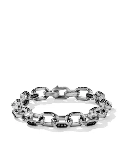 David Yurman 9.5mm Silver Black Diamond Hex Bracelet