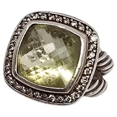 Pre-owned David Yurman Sterling Silver Lemon Quartz Diamond Albion Ring 11mm Sz 5.5 #24096 In Multi