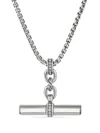 David Yurman Sterling Silver Lexington E/w Barrel Diamond Pendant (32mm) In Silber