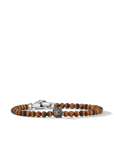 David Yurman Sterling Silver Tiger Eye And Diamond Bracelet