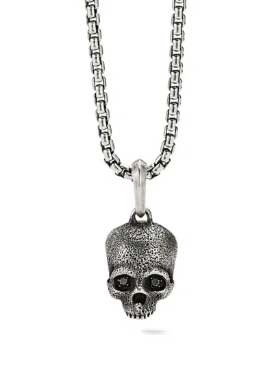 David Yurman Sterling Silver Memento Mori Skull Diamond Pendant