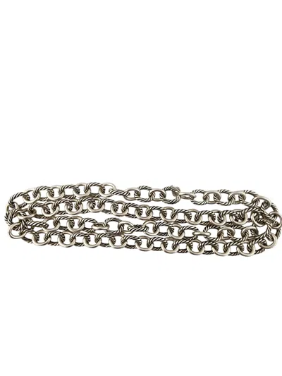 Pre-owned David Yurman Sterling Silver Oval Cable Link Necklace #22901 In Multi